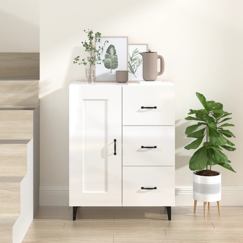 vidaXL Příborník vysoký lesk bílý 69,5x34x90 cm Dřevěný Obrázek produktu 