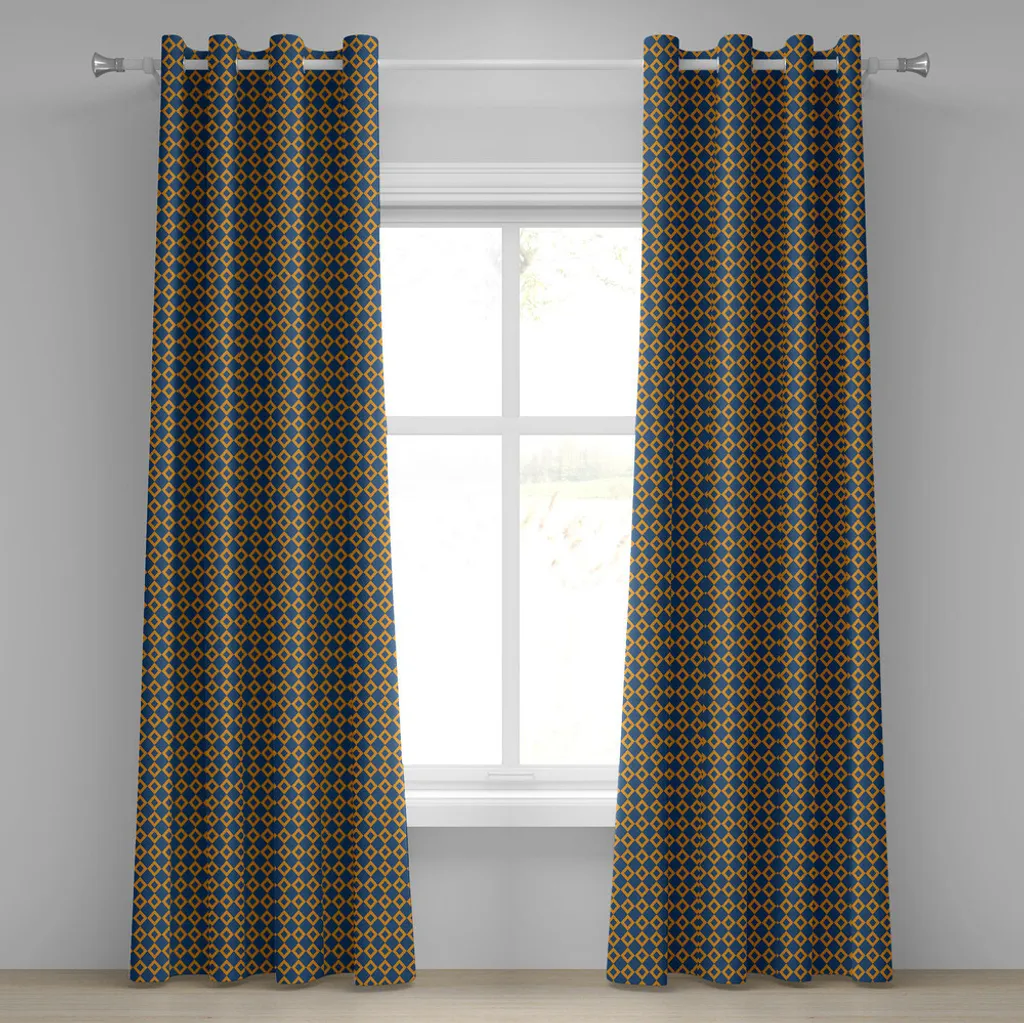 Tende Decorative ABAKUHAUS Retrò 2 Pannelli 280x245cm Arancio e Blu