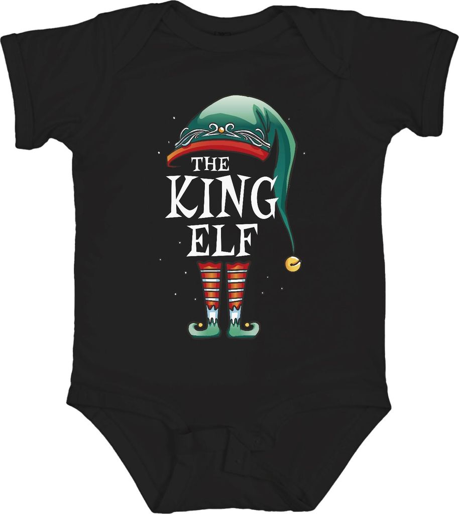 King Elf Weihnachten Partnerkostüm - Weihnachten Weihnachtsgeschenk Christmas Unisex Baby Body, Schwarz, 3/6