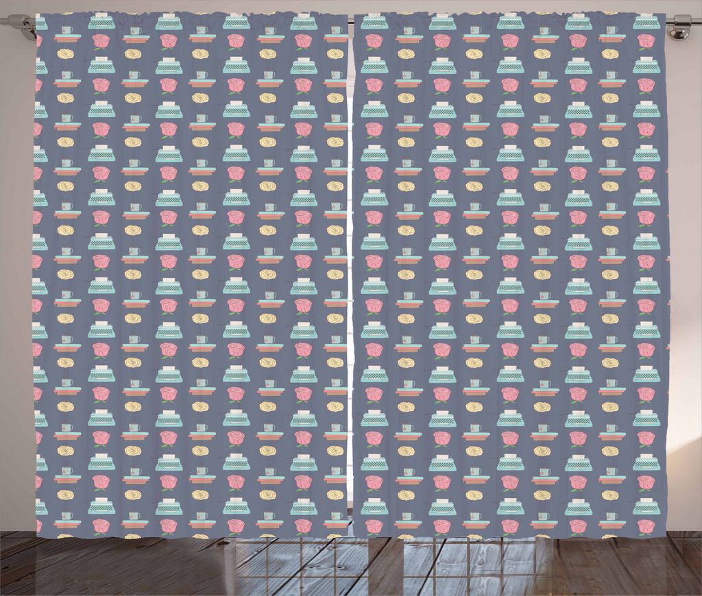 ABAKUHAUS Jahrgang Rustikaler Vorhang, Schreibmaschine Teetasse Rose, Wohnzimmer Universalband Gardinen mit Schlaufen und Haken, 280 x 225 cm, Mehr...