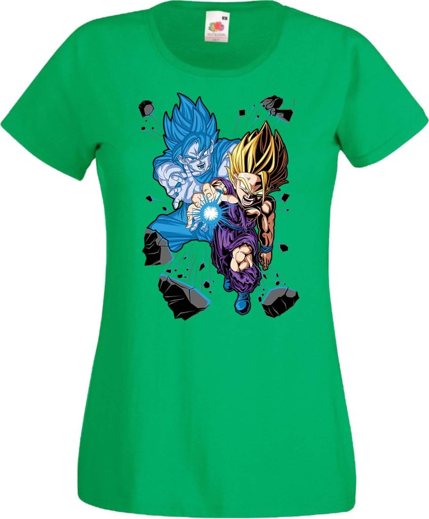 Damen T-Shirt Anime Manga Dragon Anime Manga Ball Z Gohan X Goku, Lady S / Grün