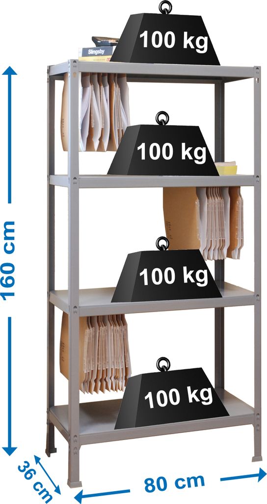 Simonrack Schwerlastregal FILECLICK MINI 4 8435104939352 grau 80,0 x 36,0 x 160,0 cm