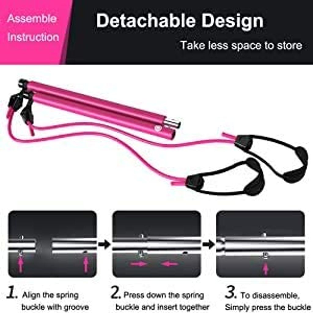 Pilatesstange Mit Verstellbaren Bändern – Home-Workout-Set Für Ganzkörpertraining