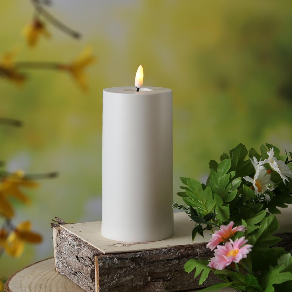 Wasserdichte Stumpenkerzen 2 LED Kerzen Outdoor – 7,5x13 Cm, Wasserdicht, Flackernd, Mit Timer, Batteriebetrieben – Für Terrasse & Garten