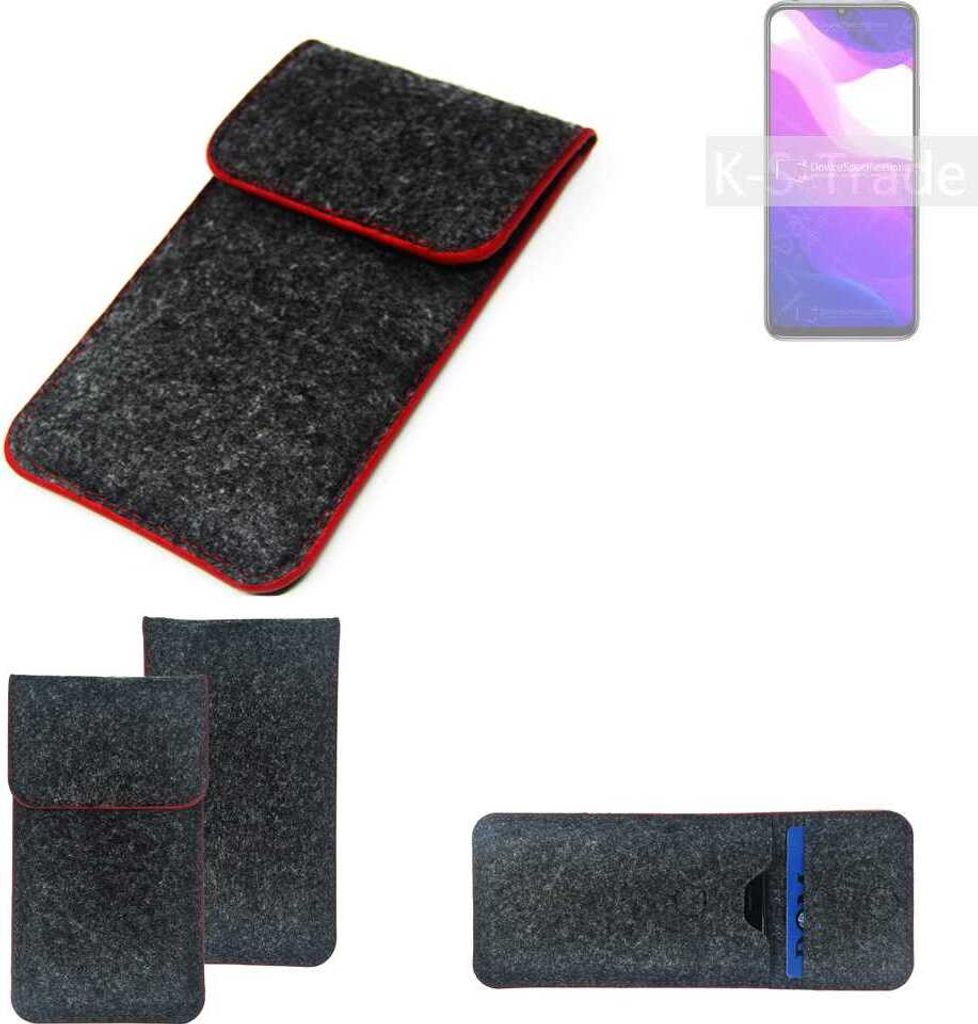K-S-Trade Handy Schutz Hülle kompatibel mit Xiaomi Mi 10 Lite 5G Schutzhülle Handyhülle Filztasche Pouch Tasche Case Sleeve Filzhülle dunkelgrau