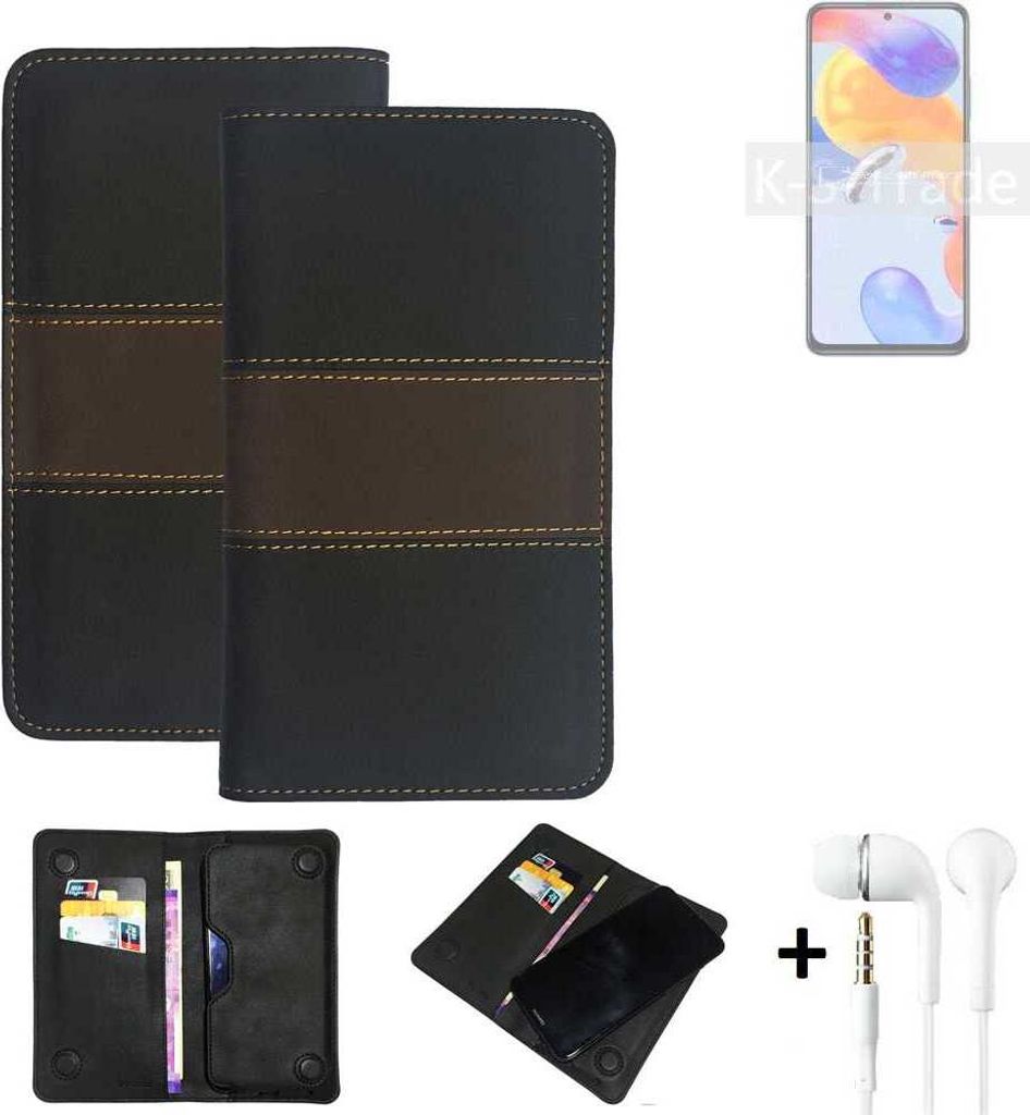 K-S-Trade Handyhülle + Kopfhörer kompatibel mit Xiaomi Redmi Note 11 Pro 5G Global Schutzhülle Walletcase Bookstyle Tasche Schutz Case Hülle