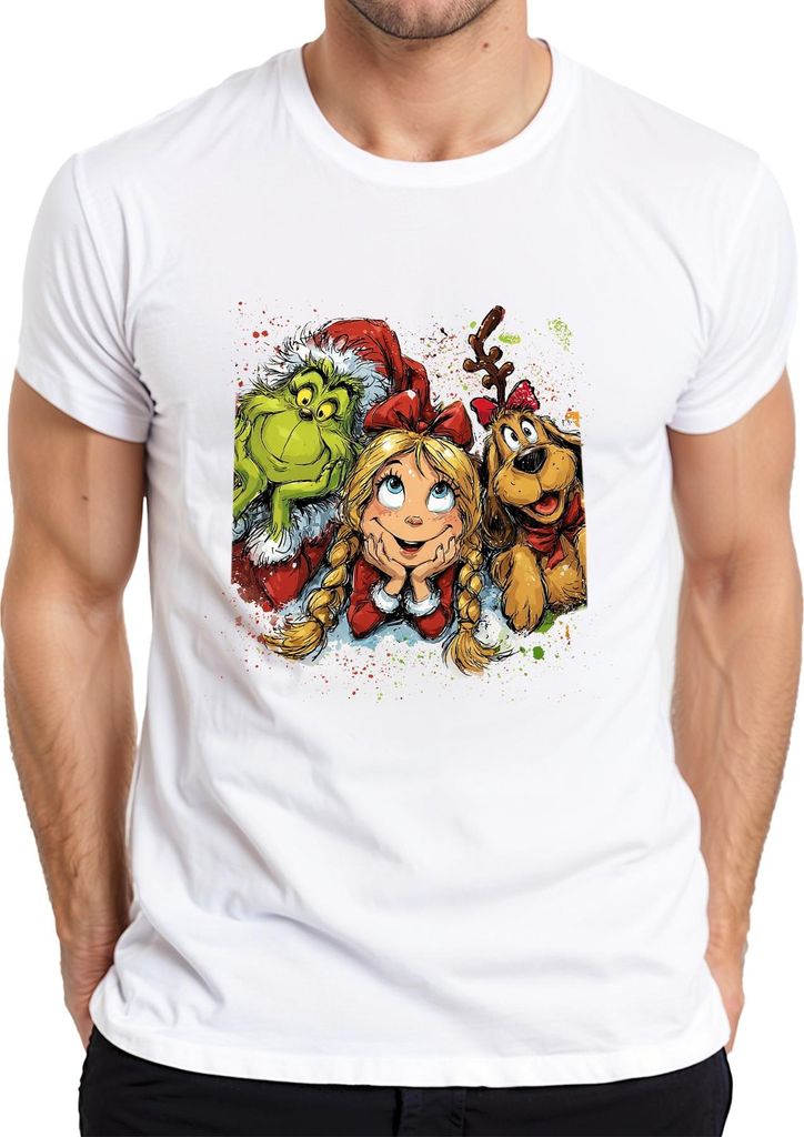 Grinch Cindy Lou Who Max Weihnachten lustig Geschenk Vintage Herren T-Shirt, Weiß, L