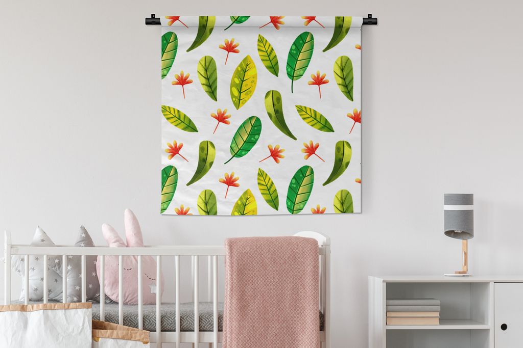 MuchoWow Wandteppich Wandbehang Dschungel - Farben - Blätter 90x90 cm Tapisserie Dekoration Wandtuch - Wandaufhänger