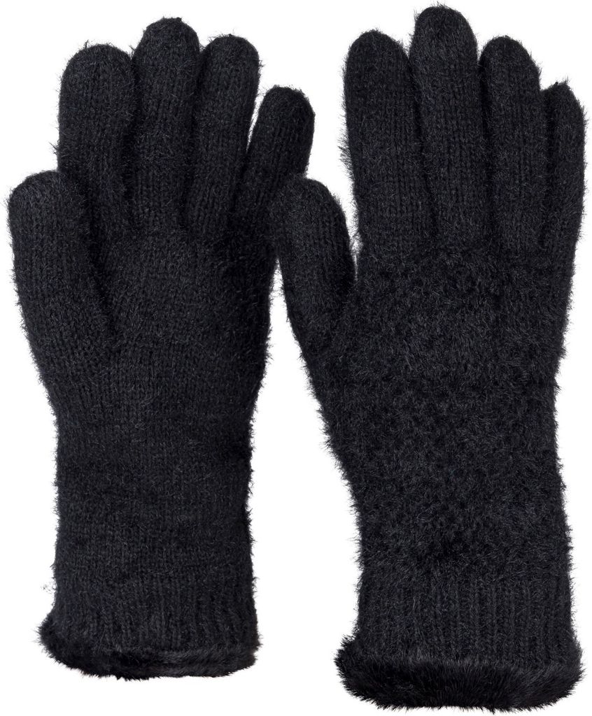 styleBREAKER Damen warme Winter Handschuhe mit Reiskorn Muster und Fleece, Thermo Strickhandschuhe, Fingerhandschuhe 09010040