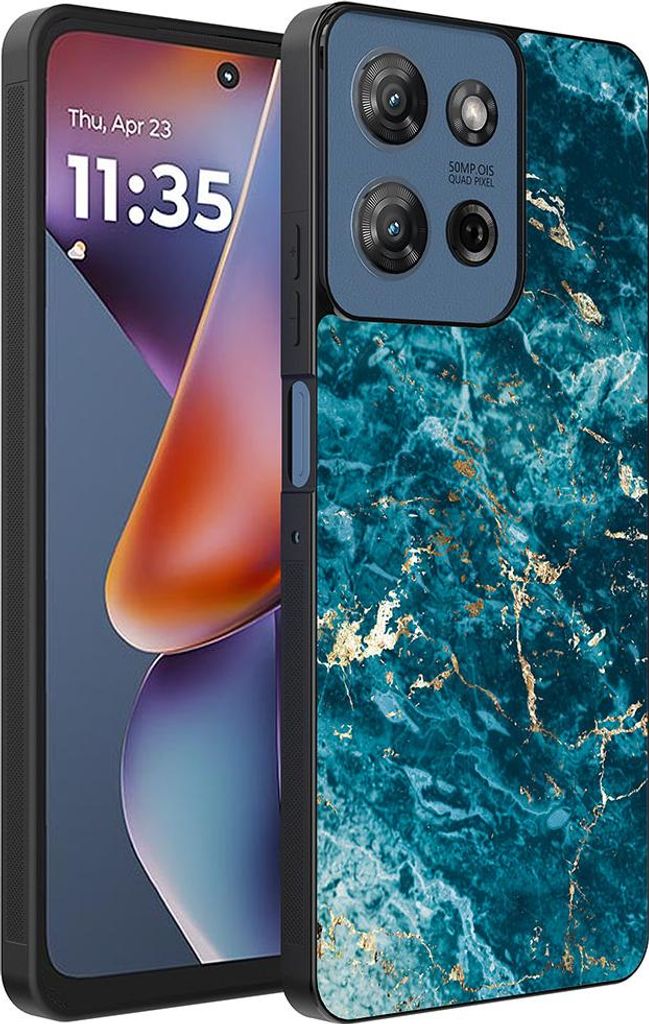 Smartphonica Phone Case Passend für Motorola Moto G 2025 mit Marmordruck - TPU zurück Abdeckung Fall blau Marmor-Design - Blau