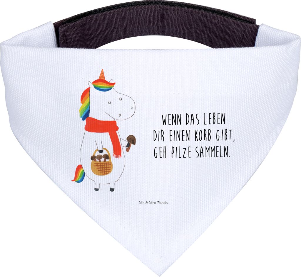Mr. & Mrs. Panda Bandana Einhorn Pilz - Weiß - Geschenk, Halstuch Hund, Unicorn, Hundehalstuch, Für Hunde, Dreieckstuch, Motivation, Spruch, Lieb...