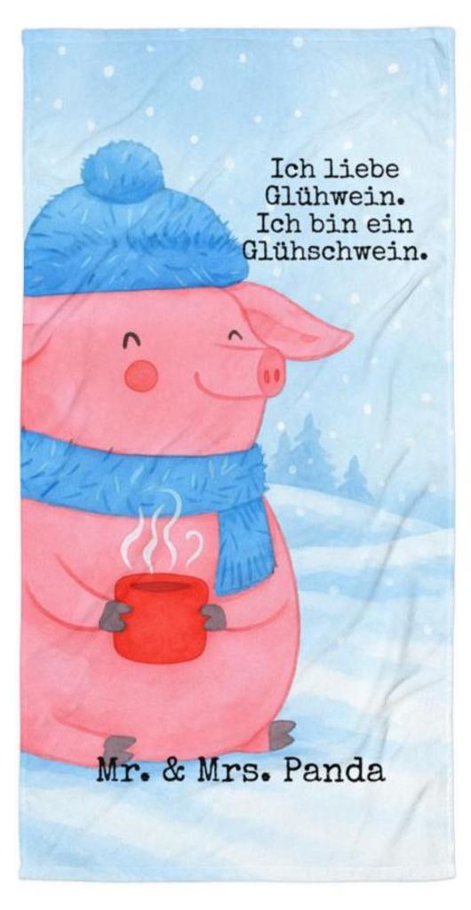 Mr. & Mrs. Panda Strandtuch Schwein Glühwein Design - Weiß - Geschenk, Weihnachtsmarkt, Handtuch, Weihnachten, Duschtuch, Punsch, Glühschwein, B...