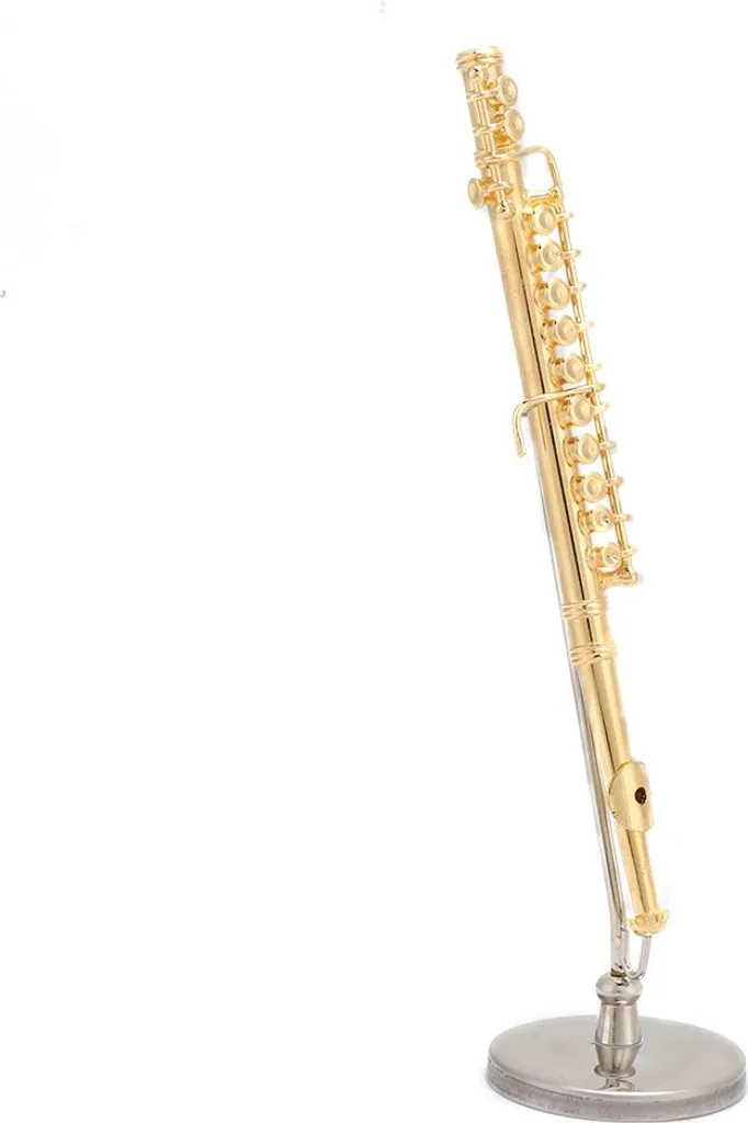 Regalo Musicale: Mini Flauto Traverso Dorato 11cm con Custodia 1:6