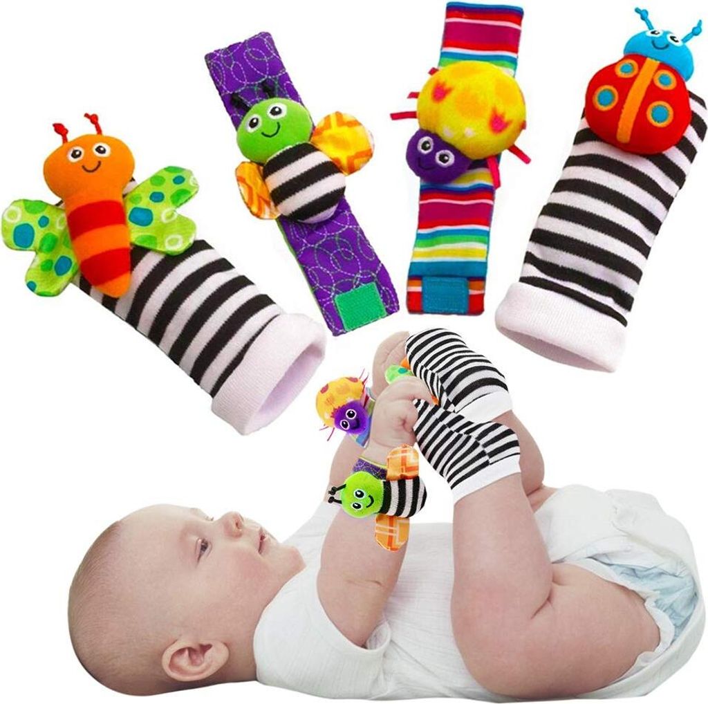 Baby Kleinkind Rassel Socken Spielzeug 3-6 bis 12 Monate Mädchen Junge Lernspielzeug