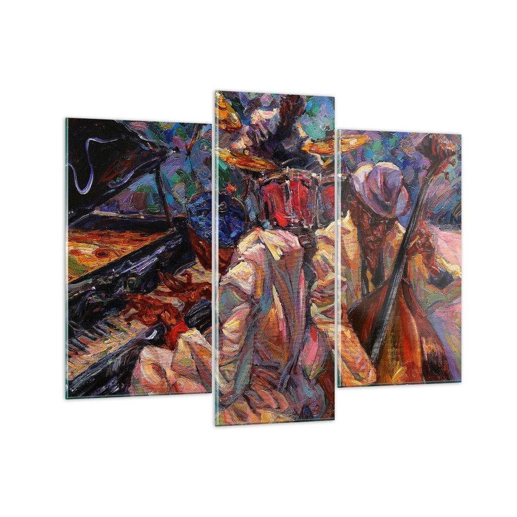 Bilder auf glas - Jazz Musik Band - 130x100cm - Glasbilder - Wandbilder - Kunstdruck - zum Aufhängen bereit - Wanddekoration aus Glas - Glas Bilde...