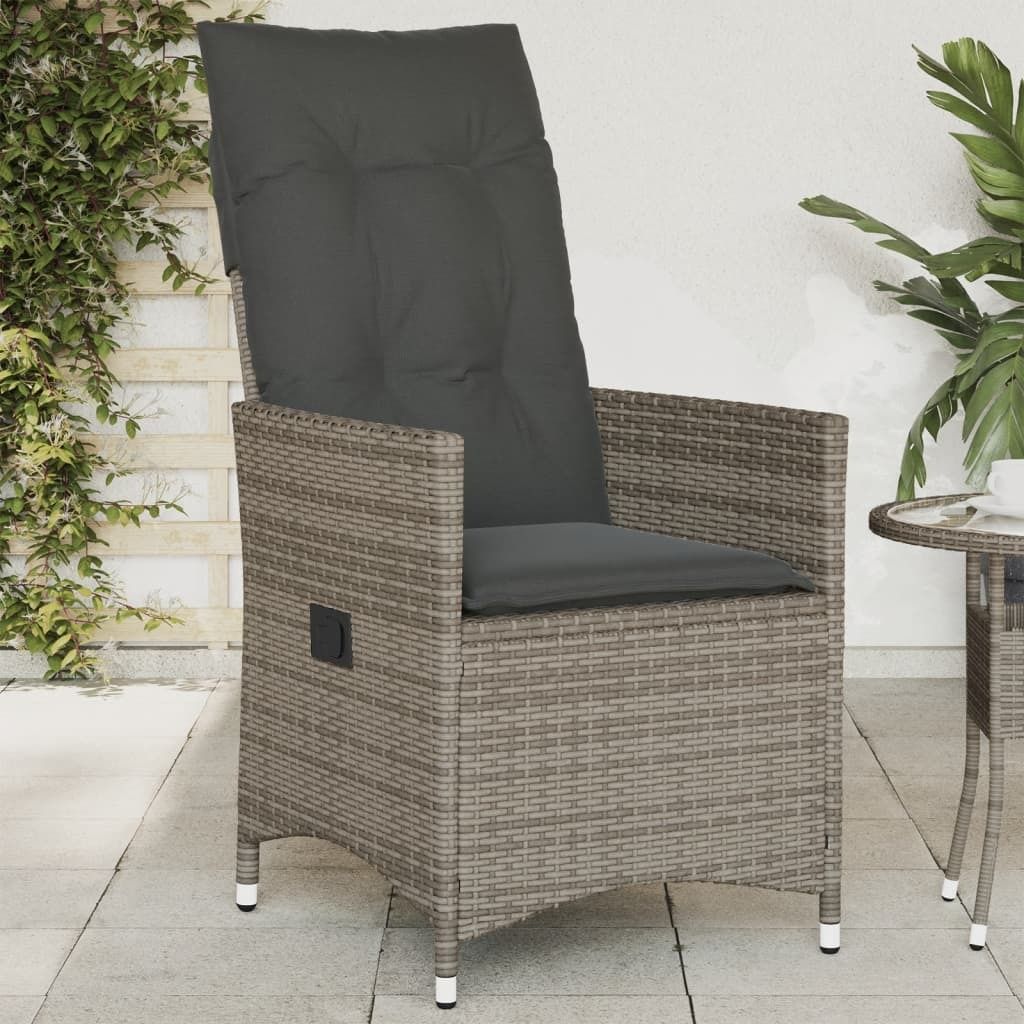 Sedia da giardino pieghevole con cuscini, Grigio Immagine del prodotto 