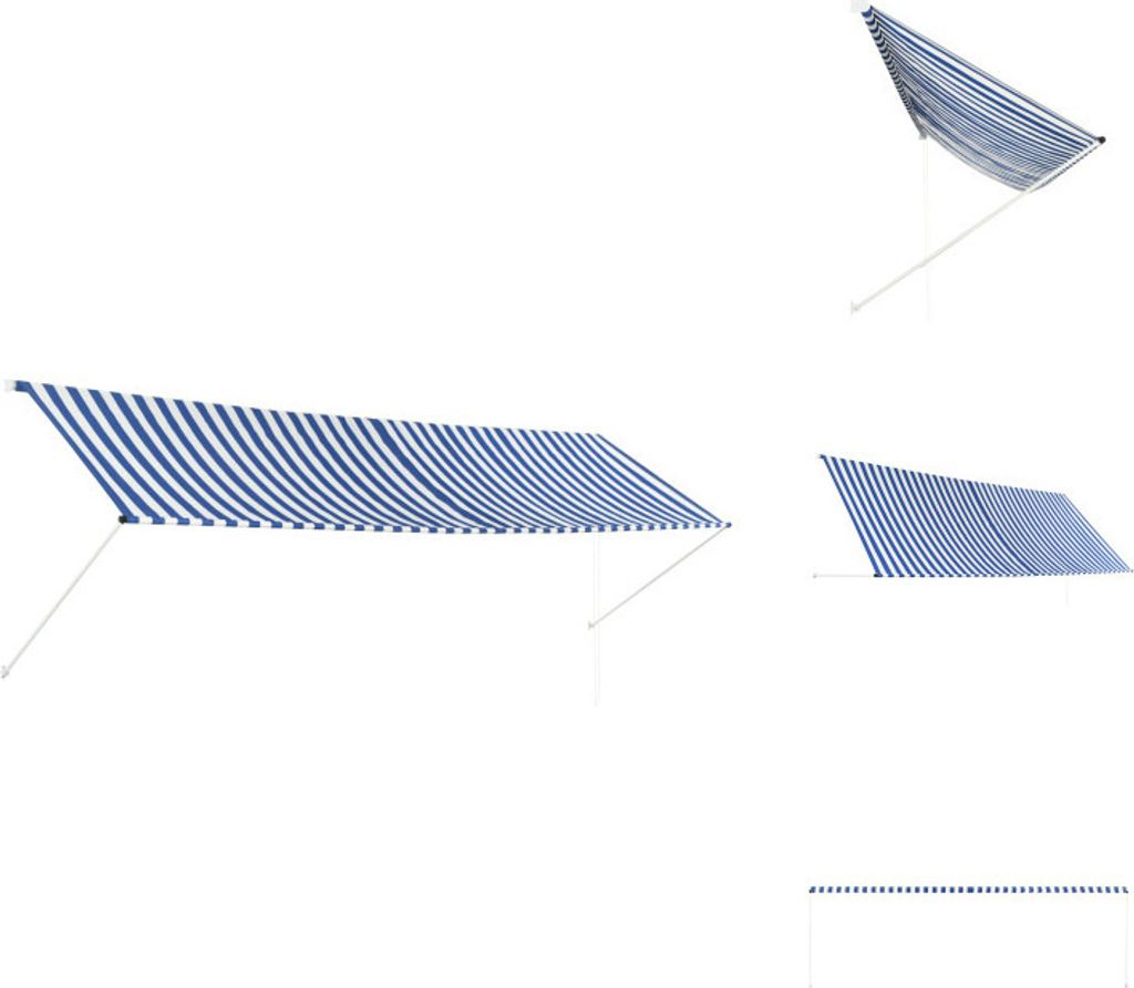 vidaXL Einziehbare Markise 400 x 150 cm Blau und Weiß - Markisen