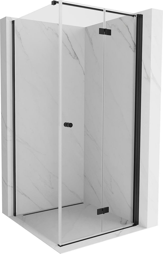 Mexen Mist-F T klappbare Duschkabine rechts 110 x 110 cm, transparent, schwarz - 8A6T-110-110-70-00-P