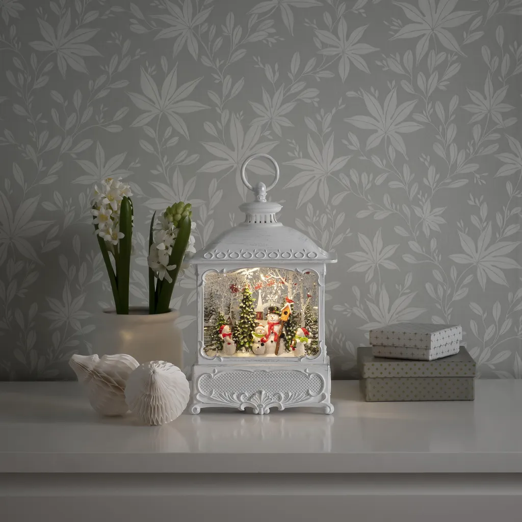 Konstsmide Lanterne d'eau Noël avec 4 Pères Noël et Neige LED 27cm