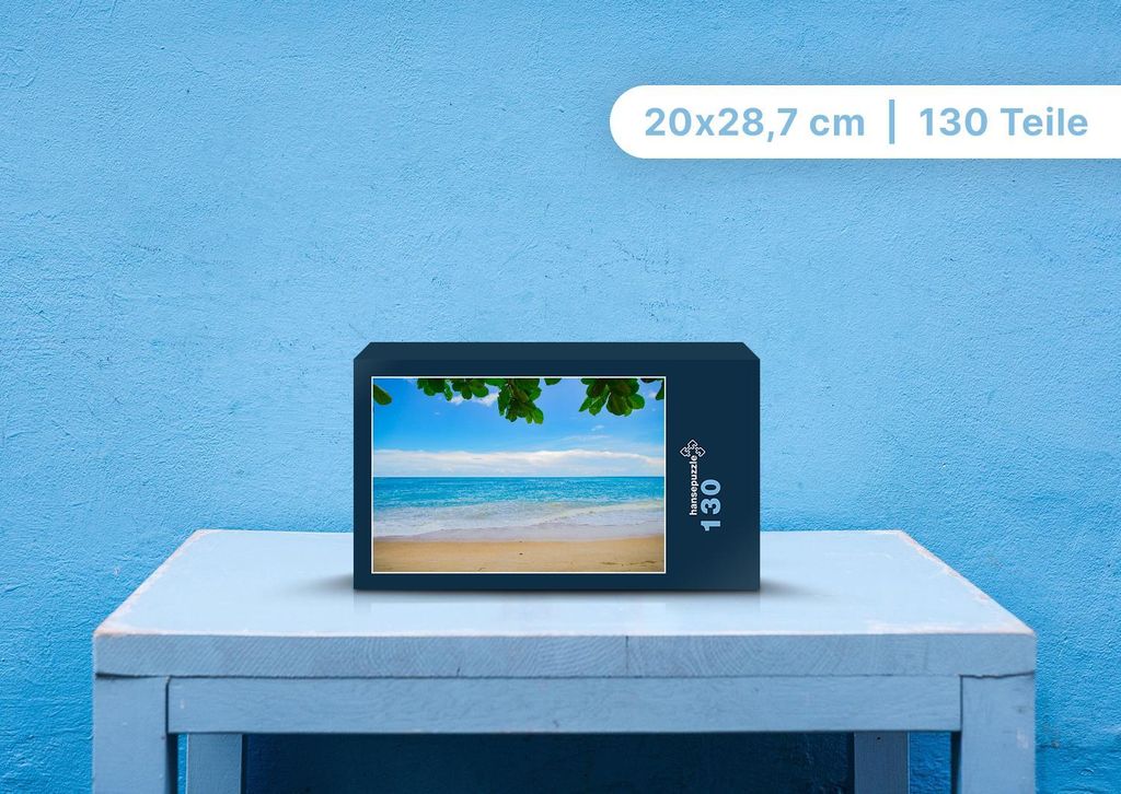 hansepuzzle 100217 - Tropischer Strand Puzzle, 130 Teile, Natur, 28,7 x 20,0cm mit hochwertiger Aufbewahrung, Kartonbox & Beutel