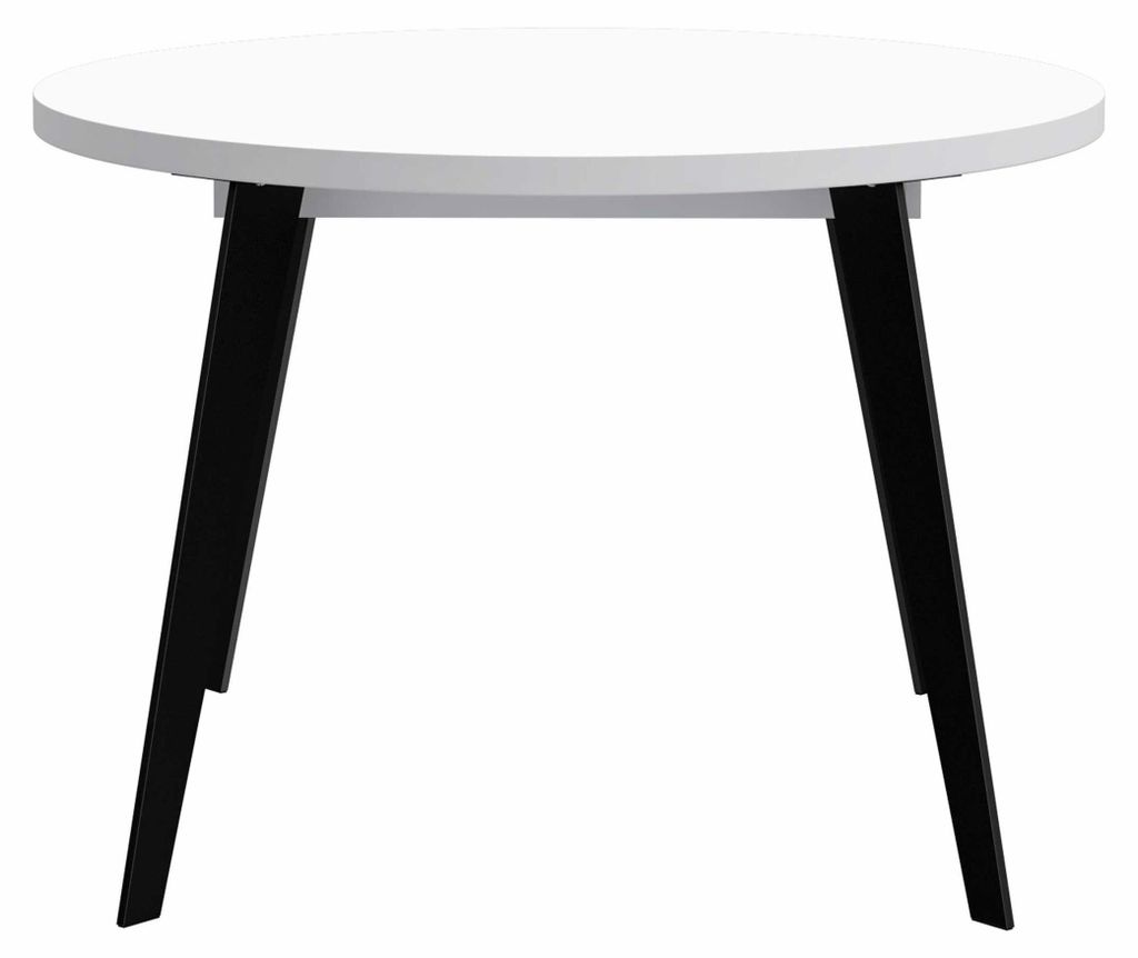 Esstisch Ausziehtisch TABLE ROUND 110 - 155 cm Weiß Metallfüße schwarz
