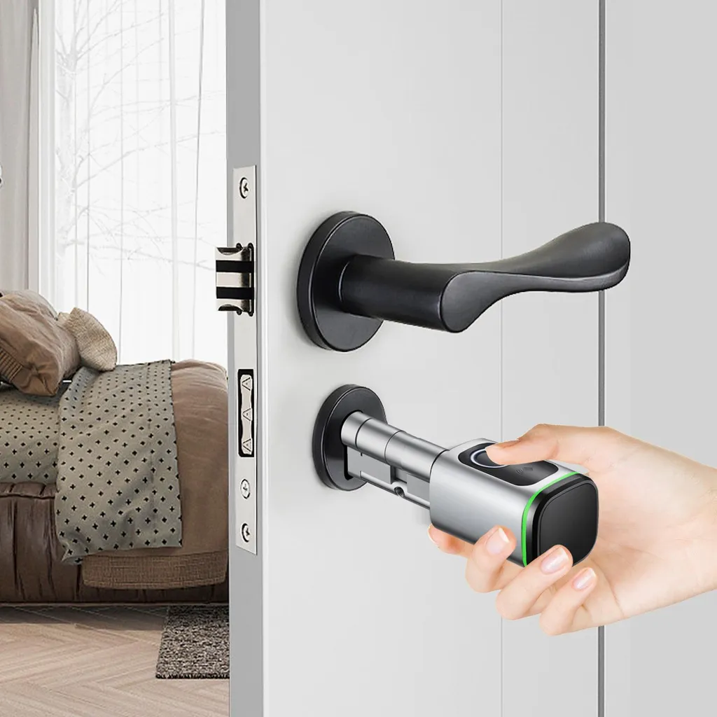 Cylindre intelligent à empreinte digitale - Serrure connectée Noire Bluetooth - 3