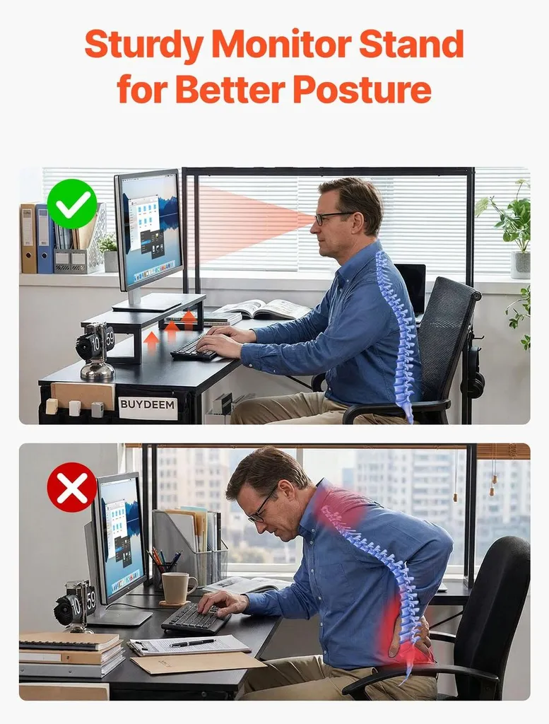 Bureau d'ordinateur en L 170cm avec support d'écran, table d'angle réversible - 4