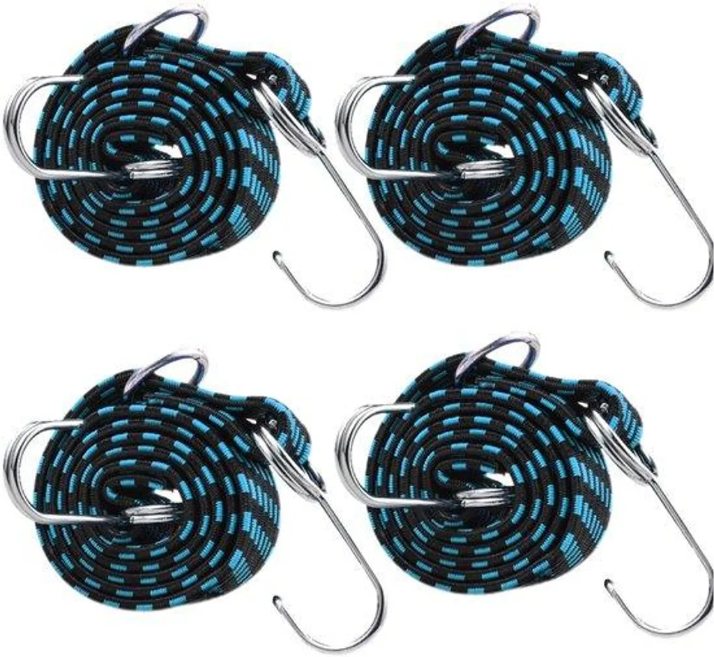 Lot de 4 sangles élastiques moto 1m bleues réglables avec crochets