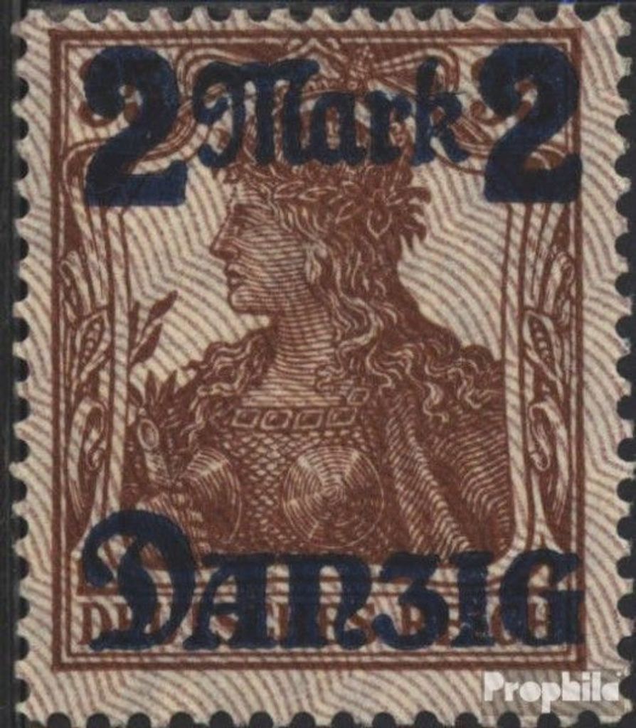 Briefmarken Danzig 1920 Mi 43II Unterdruckspitzen nach unten postfrisch Germania-Aufdruck