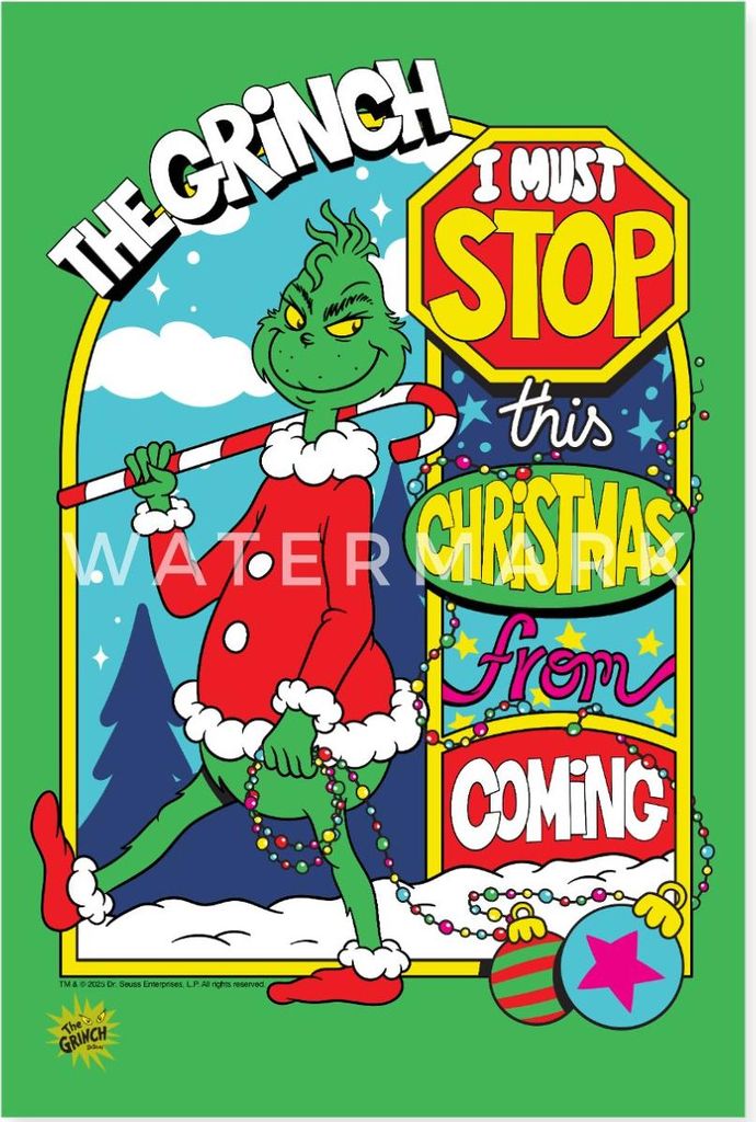 Spreadshirt Der Grinch Sprüche Poster Stoppt Weihnachten Poster 60x90 cm, One size, Weiß