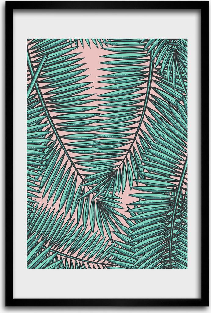 Bild - Bilderrahmen - 40 cm x 60 cm - MDF - Rahmen - Wandkunst - Blätter der Palme