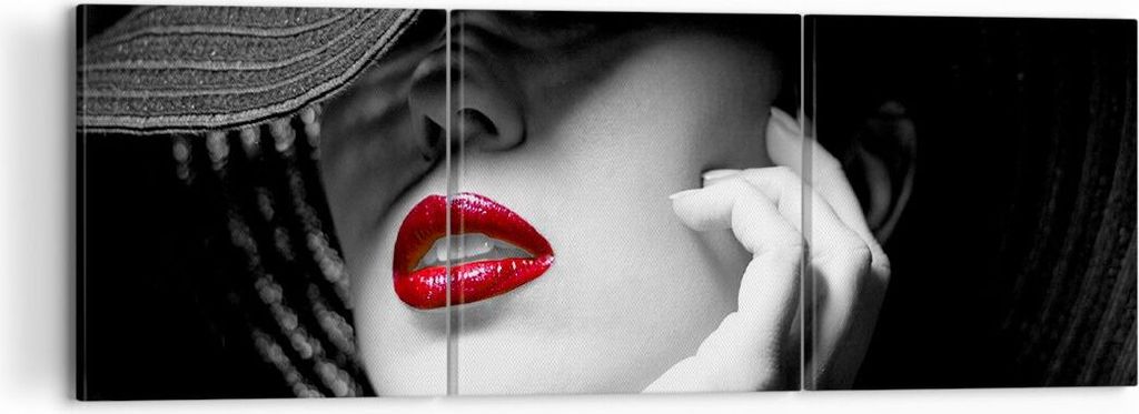 Bild auf Leinwand - Leinwandbild - Frau Gesicht Lippen - 120x40cm - Wand Bild - Wanddeko - Leinwanddruck - Bilder - Kunstdruck - Wanddekoration - L...