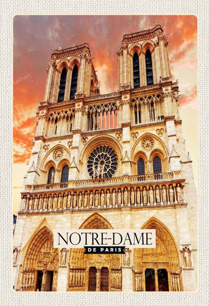 vianmo Holzschild 30x20 cm Notre-Dame de Paris Architektur Kunst Bildmotiv Reisemotiv Abenteuer Reisen
