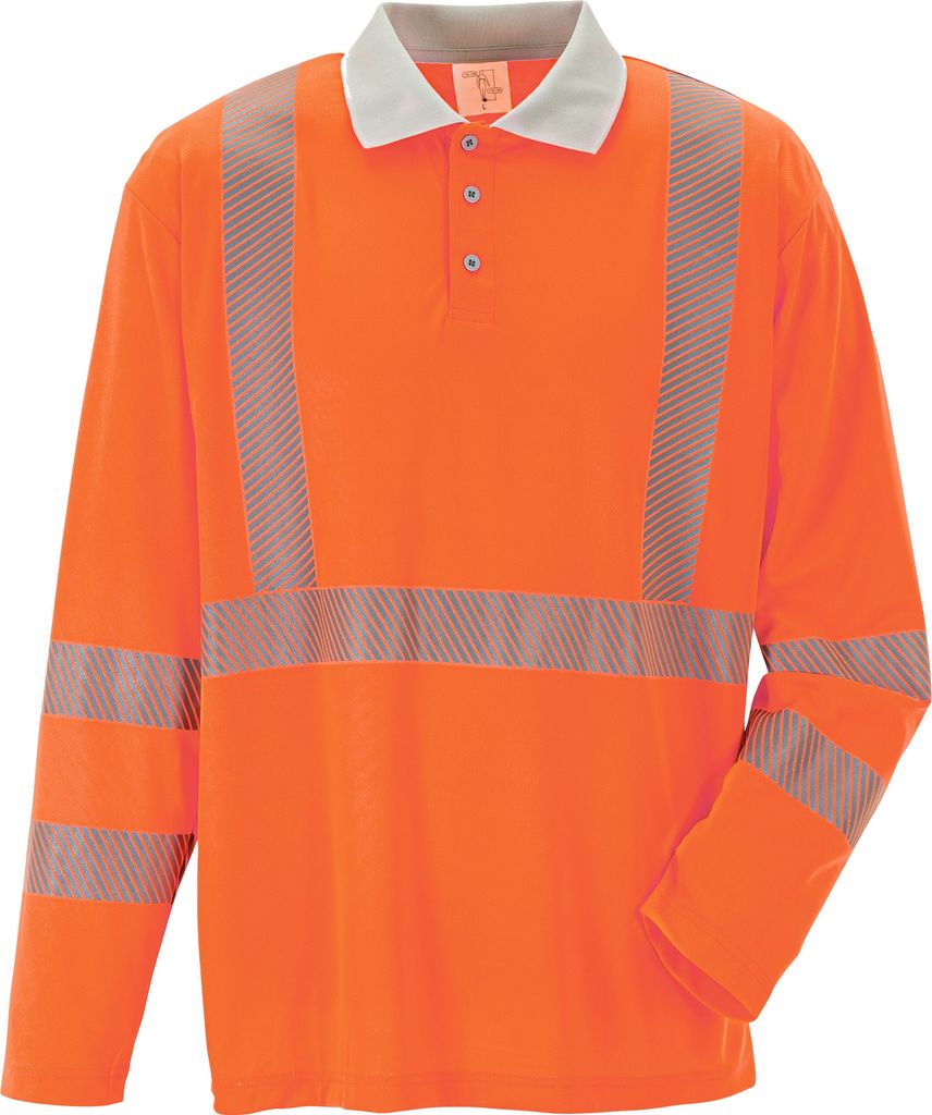 Planam Norit Warnschutz Poloshirt langarm Gr. XL orange/zink