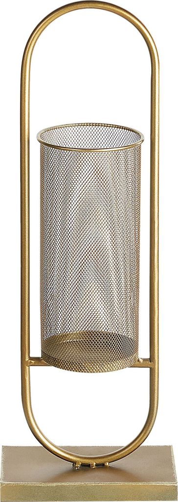 BELIANI Kerzenständer Gold Eisen 53 cm Oval Windlicht mit Metallzylinder Lochmuster Handgefertigt Glamourös Tischdeko Accessoire Deko Haushalt & ...