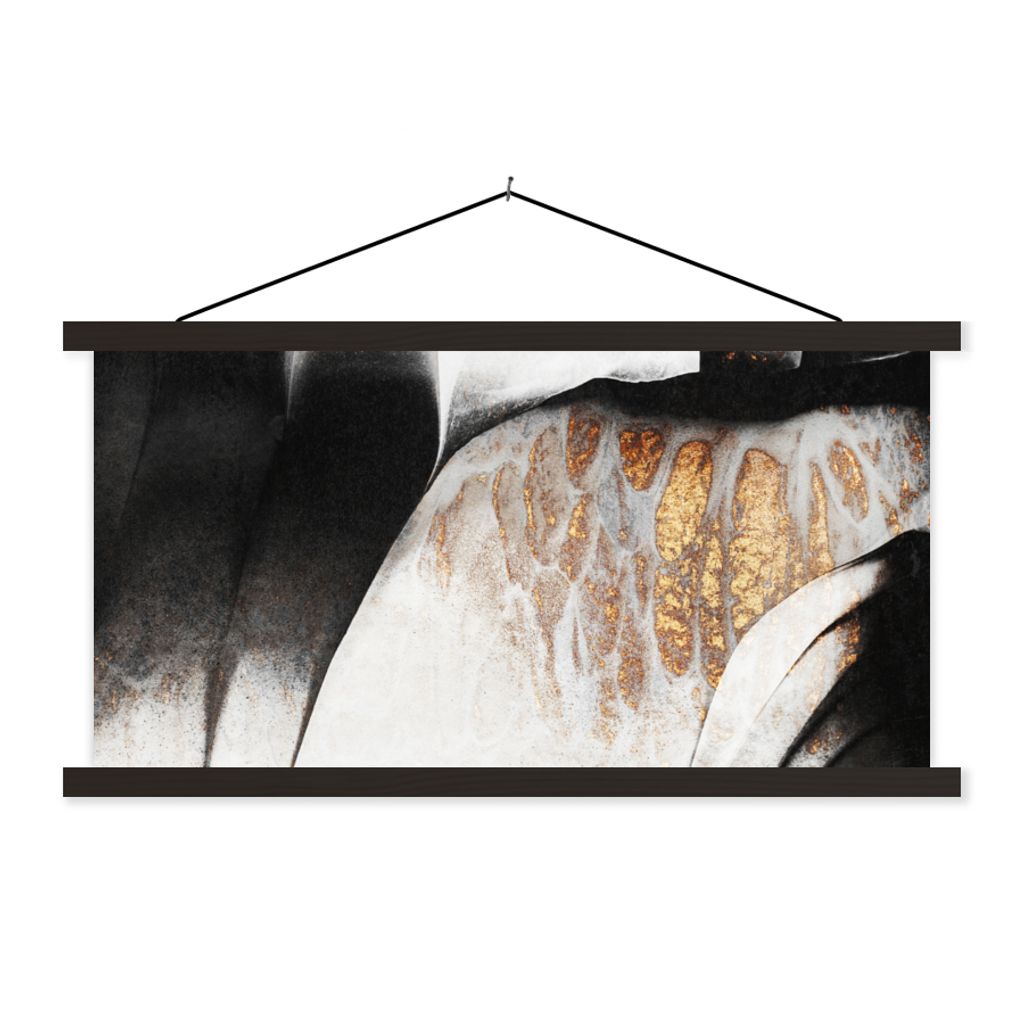 MuchoWow Textilposter Gold - Abstrakt - Design 60x30 cm mit schwarzem Rahmen - Textilien