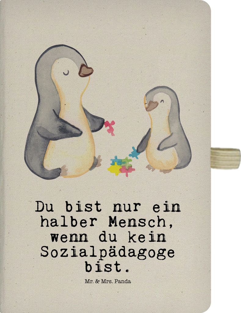 Mr. & Mrs. Panda Journal Sozialpädagoge Herz - Transparent - Geschenk, Notizbuch Hardcover, Adressbuch, a4, Tagebuch