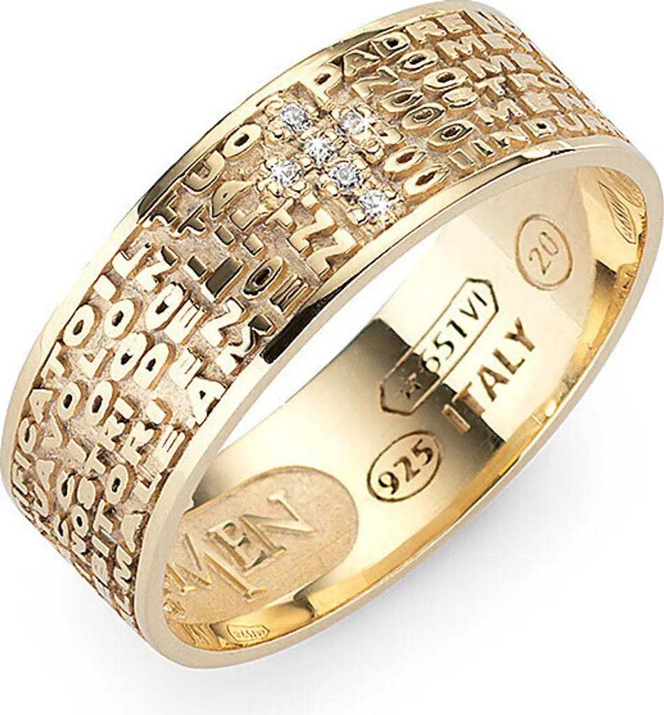 Anello Amen Gold 28 Padre Nostro Uomo in Argento 925 Brunito