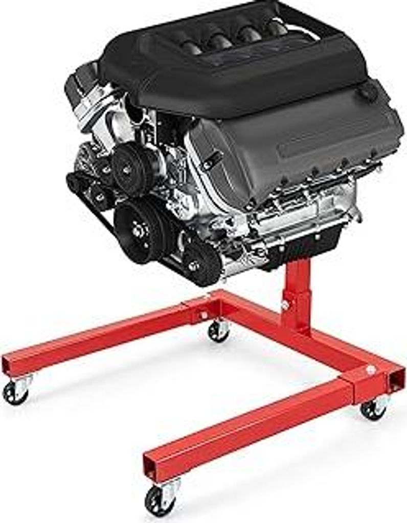 GOPLUS Motorständer mit 680 kg Kapazität, Motorheber mit um 360 Grad drehbarem Kopf, 4 verstellbaren Armen, 4 Rollen & rutschfestem Griff, Motore...