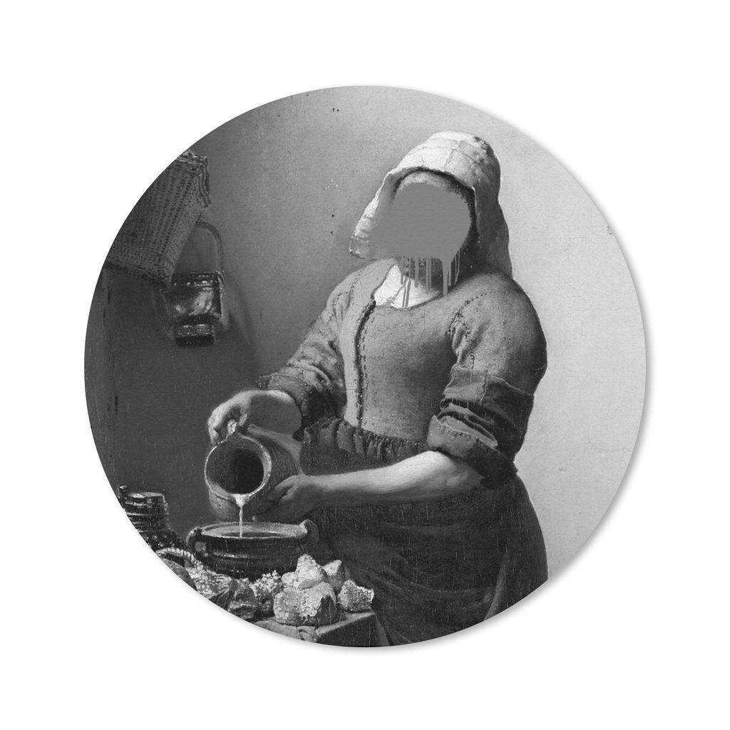 MuchoWow Mauspad Mousepad Das Milchmädchen - Johannes Vermeer - Schwarz und weiß 40x40 cm - Mousepads - Maus Mat - Pad - Mausunterlage - Schrei...