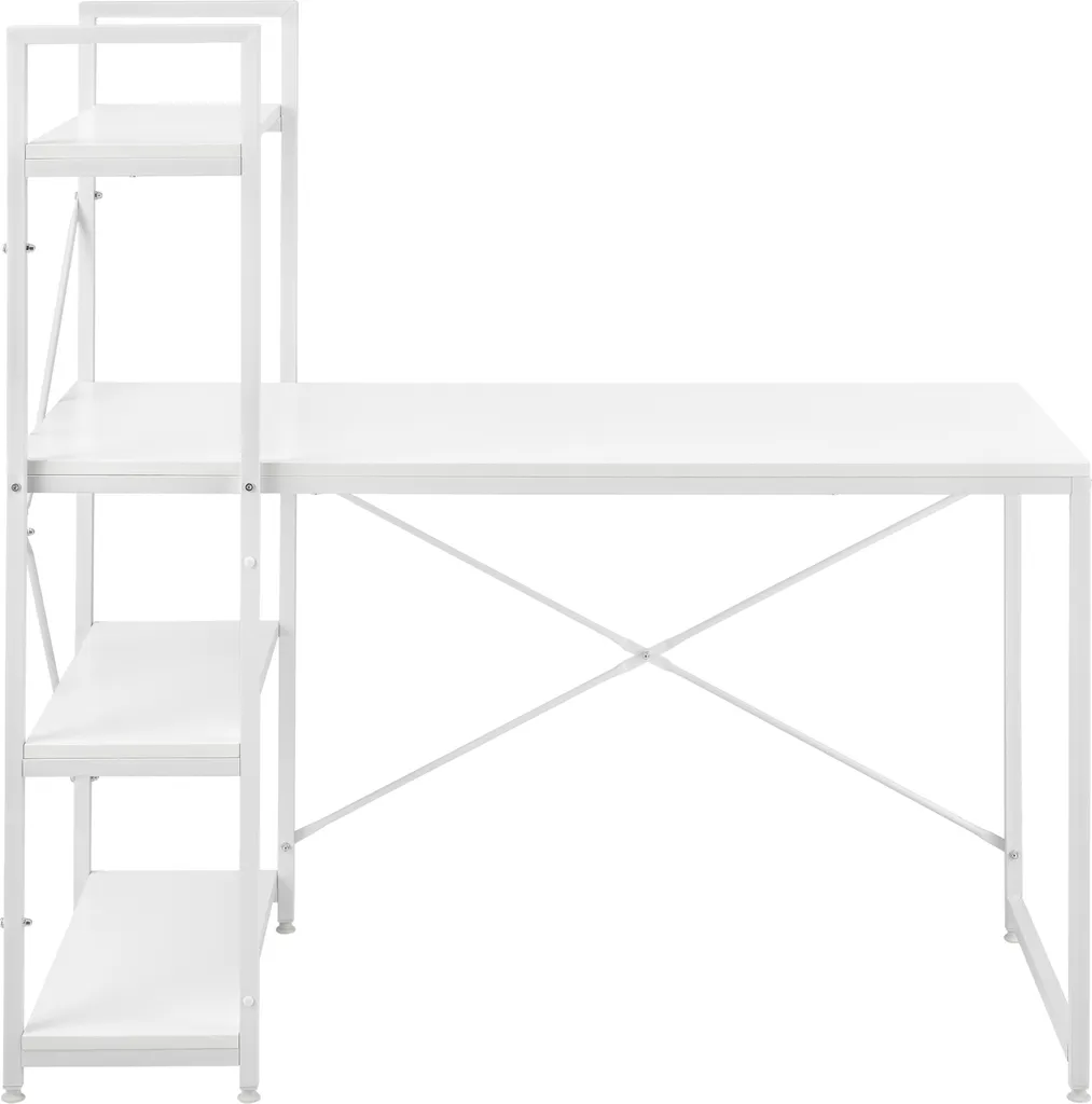 Bureau informatique blanc avec bibliothèque latérale 120cm Stavanger - 3