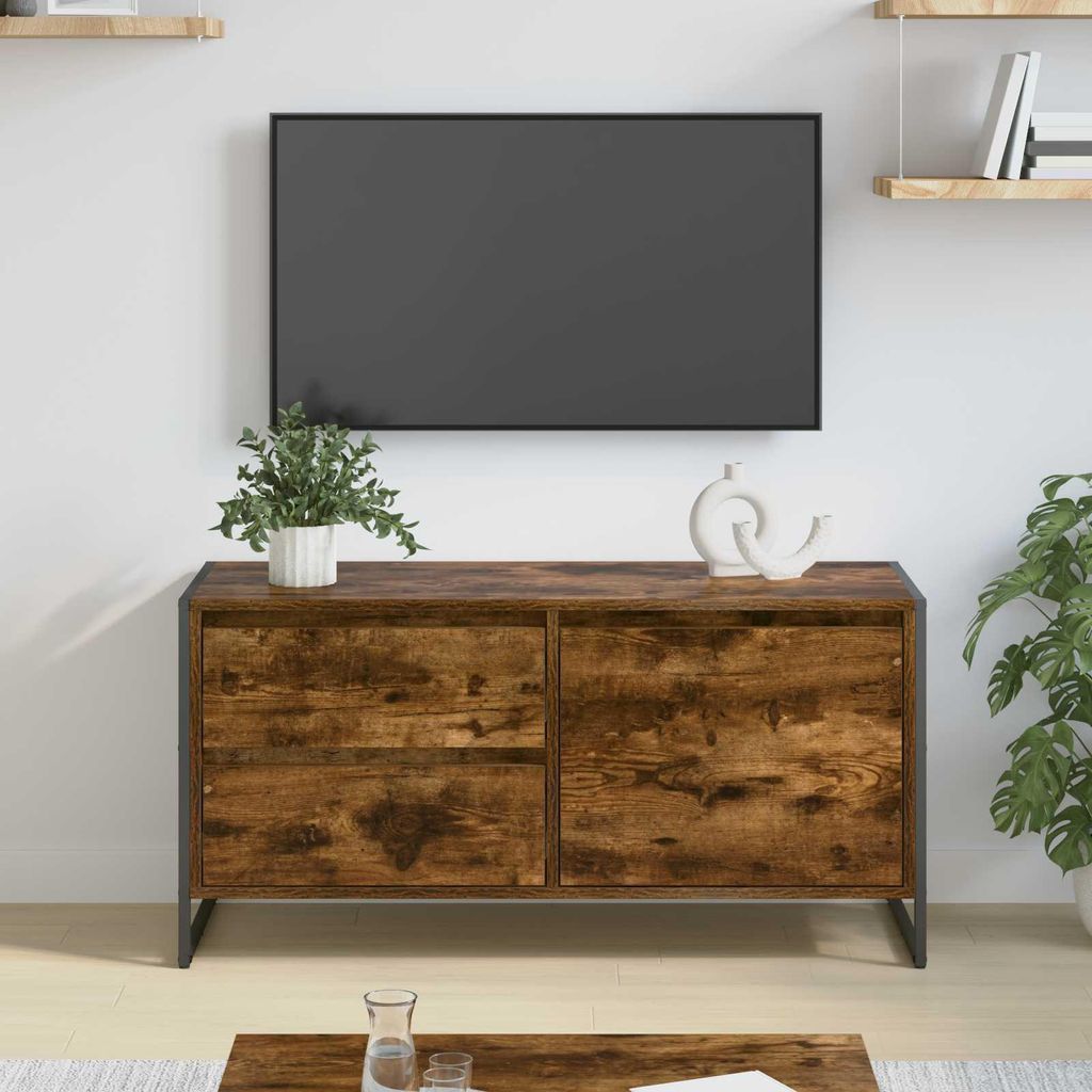 "Schlussverkauf" TV-Schränk hochwertigem - TV-Lowboard - Max. Gewicht: 60 kg - Raucharbe 100x36x49.5 cm Holzwerkstoff C14584