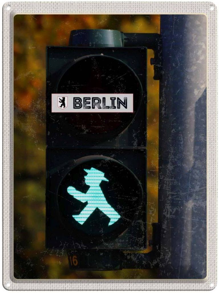 vianmo Blechschild 40x30 cm Berlin Deutschland Ampel Reise Bildmotiv Reisemotiv Abenteuer Reisen Urlaub