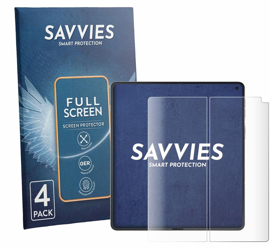 4x Savvies Fullscreen Schutzfolie für Motorola Razr Fold (Inneres Display) Displayschutz Folie Fullcover Klar Transparent