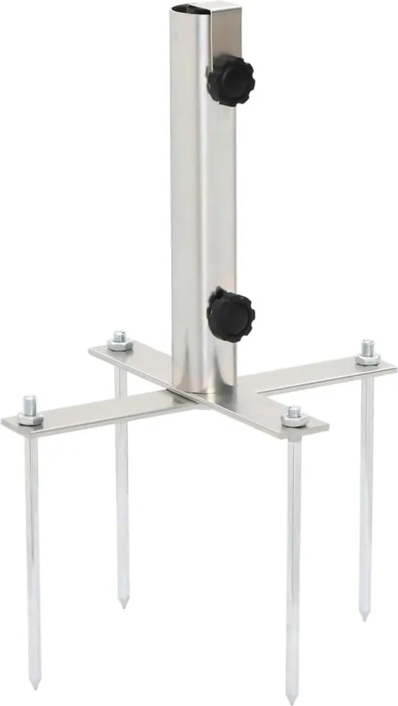 Piquet de sol pour parasol de jardin en acier argenté adaptable 38 mm