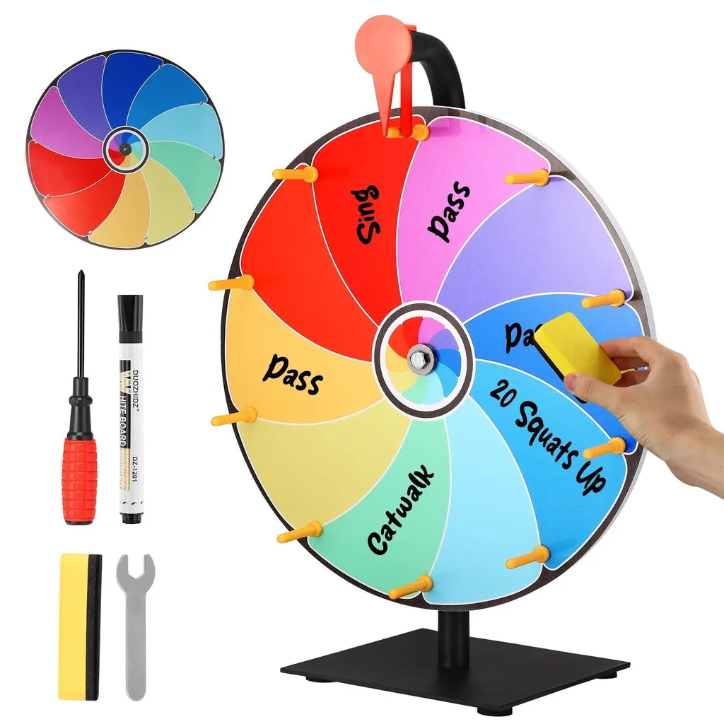 Roue de la fortune robuste 30 cm effaçable avec marqueurs et effaceur - 2