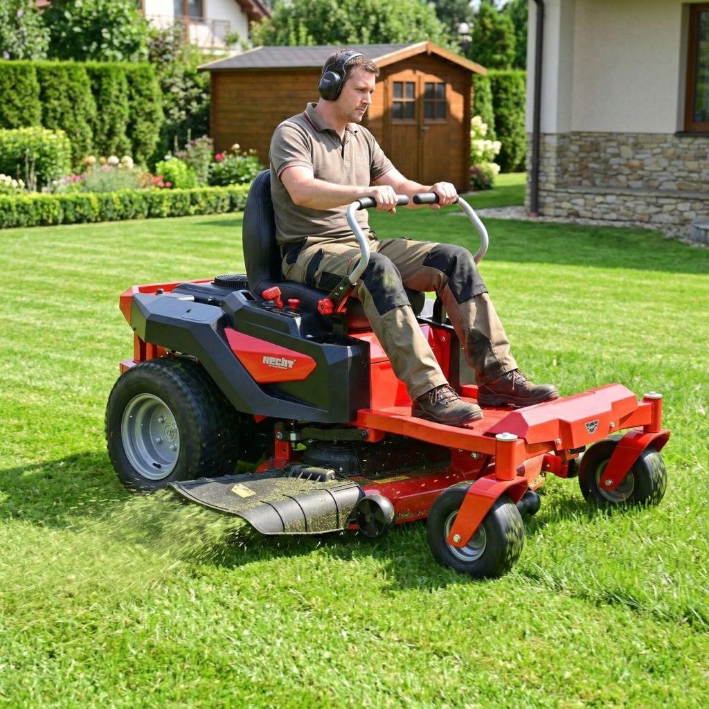 Nullwendekreismäher Aufsitzmäher Rasentraktor Benzin Zero Turn HECHT 5107 TWIN | 107 cm Schnittbreite | 15 PS 2-Zylinder | Hydrostat | Seitenauswurf