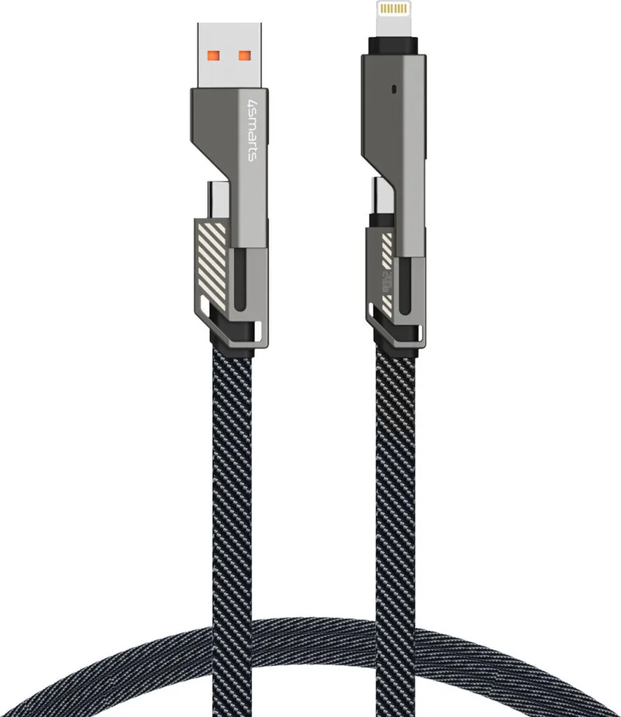 Câble USB-C renforcé 4Smarts ComboCord Keyring pour charge rapide 3A - 4