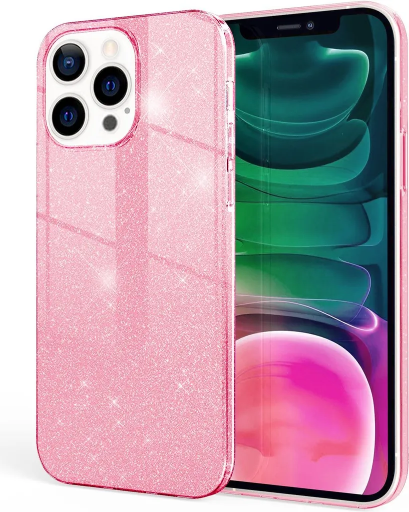 Custodia NALIA Rosa iPhone 13 Pro - Cover Silicone Brillantini Antiurto
