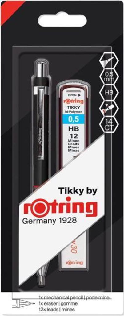 Rotring Tikky, Czarny, Plastik, Czarny, HB, 0,5 mm, Okrągły Zdjęcie produktu 